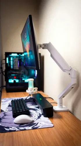 Suporte Articulado de Monitor Branco (Pistão a Gás) - Pichau Zinnia Nimbo 110