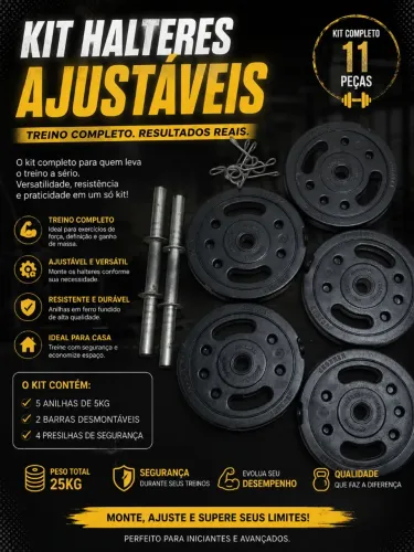 Kit de halteres ajustáveis 25kg - ideal para treinos em casa