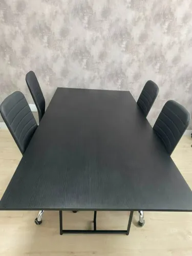 Mesa de Reunião Estilo Industrial Preta 220 x 110