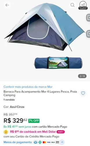 Barraca de Camping 4 Pessoas Mor Nova Sem uso,Vendo ou Troco (Leia)