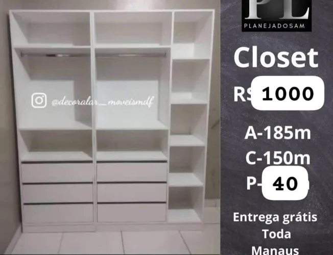 Closet com 40 profundidade TODOS EM PROMOÇÃO 