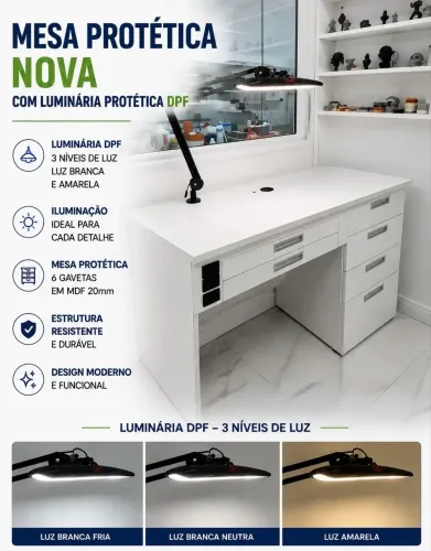 Bancada Protética com Luminária de LED