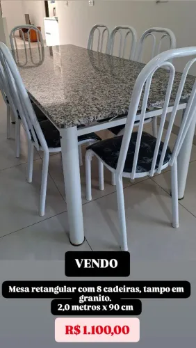 MESA 8 CADEIRAS GRANITO 