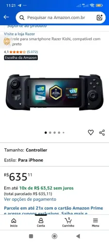 Controle para smartphone Razer Kishi, compatível com iOS, preto<br> Iphone