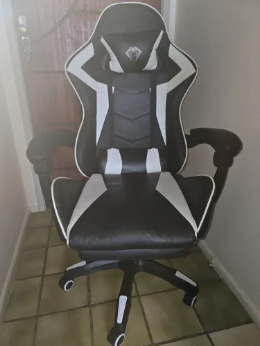 CADEIRA GAMER ergonômica Reclinável Com Apoio dos Pés com estofado de couro sintético