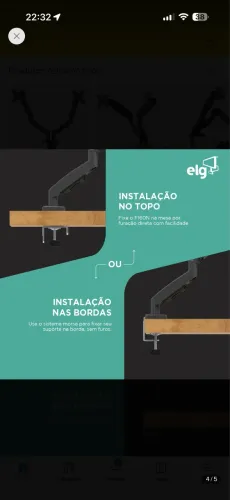 Suporte Ergonômico Articulado, 2 Monitores 17" a 35", Pistão a Gás, F160N, ELG