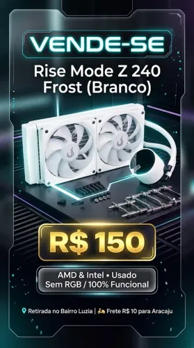 Water Cooler Rise Mode Z 240 Frost Branco 240mm (USADO, COM DEFEITO RGB)
