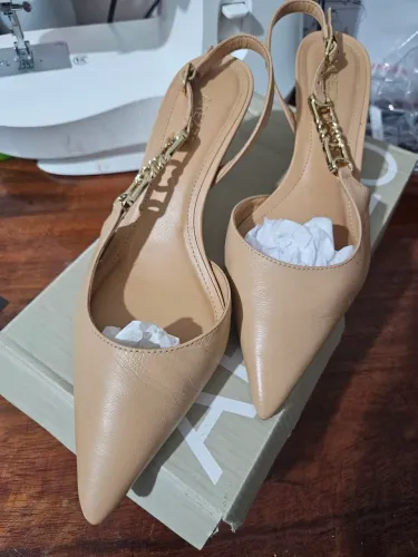 Slingback nude couro arezzo n. 35