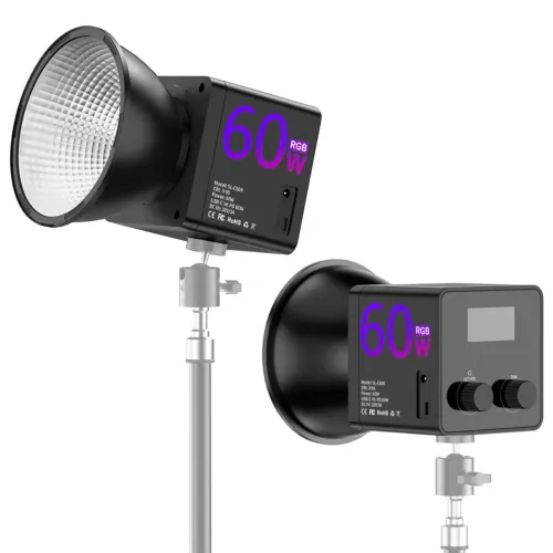 Iluminador LED COB RGB 60W Mamen SL-C60R 2500-6500K com Bateria 