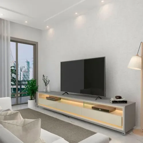 Rack Para Tv Até 85 Polegadas Com Led E Rodízios