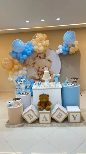 Decoração de festa chá de fralda e revelação