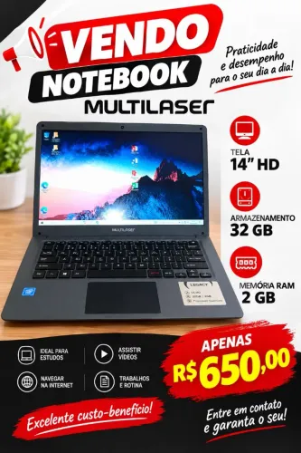 Vendo notebook Multleiser tela 14 HD