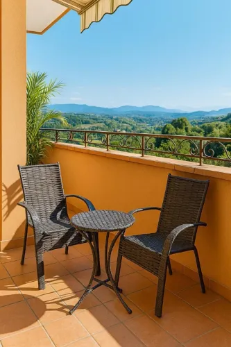 Conjunto de mesa bistrô com 2 cadeiras em rattan/fibra sintética