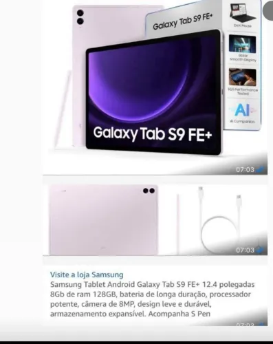 Galaxy tab s9 FE , NOVINHO, quase nem foi ultizado, zero marcas de uso.