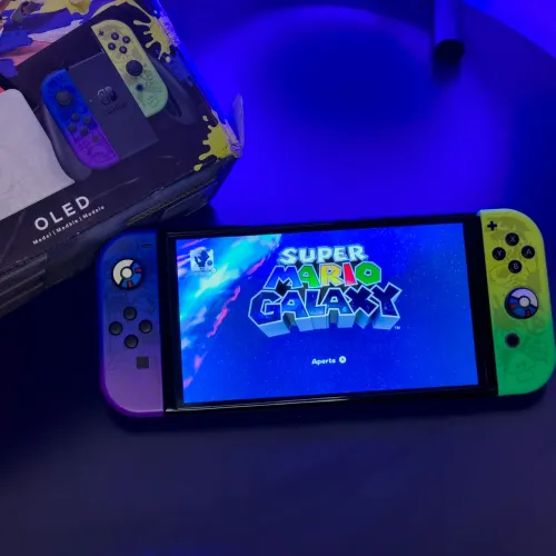 Nintendo Switch OLED Splatoon Ed. Especial Desbl0quead0 + 512GB + Acessórios