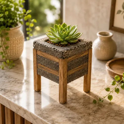 Vaso para plantas com suporte