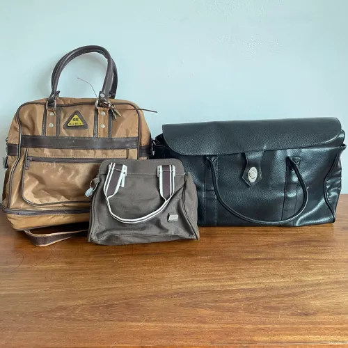 3 bolsas: viagem e de mão Filó e couro