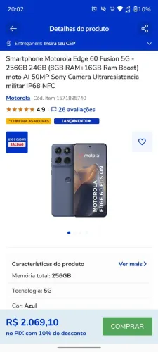 Celular Motorola edg fusion 60