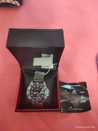 Relógio Technos Acqua prata masculino azul marinho aço novo. Zero