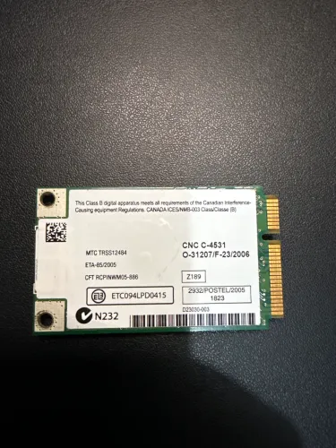 Placa de Rede Wi-Fi Notebook Intel WM3945ABG Mini PCIe