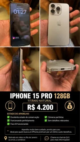 ? iPhone 15 Pro 128GB Titânio Natural - Excelente Estado
