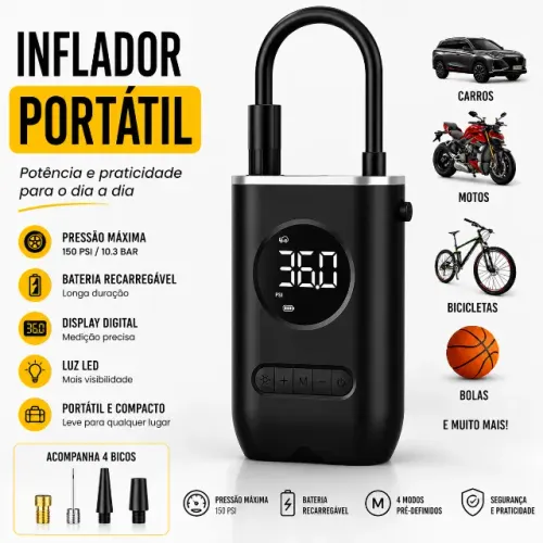 Inflador Portátil ( Bomba de encher pneu, bola, etc)