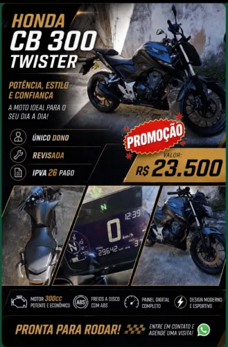 Vende... Twister f 300, único dono revisada, IPVA 26 pago.