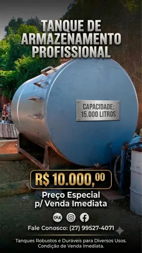 Tanque de Armazenamento Profissional - 15.000 Litros