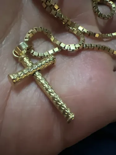 Corrente Ouro 18k Veneziana com Cruz - 22g