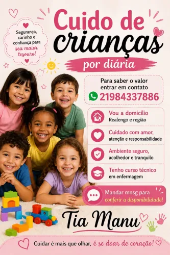 Ofereço serviço de babá para qualquer idade, fixo ou diária!