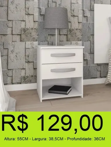 Mesa de cabeceira duas gavetas moderna - Parcelamos sem juros