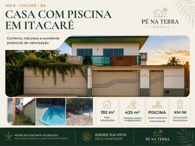 Casa Alto Padrão em Itacaré | 4 Quartos | 2 Piscinas | 425m² | KM 6