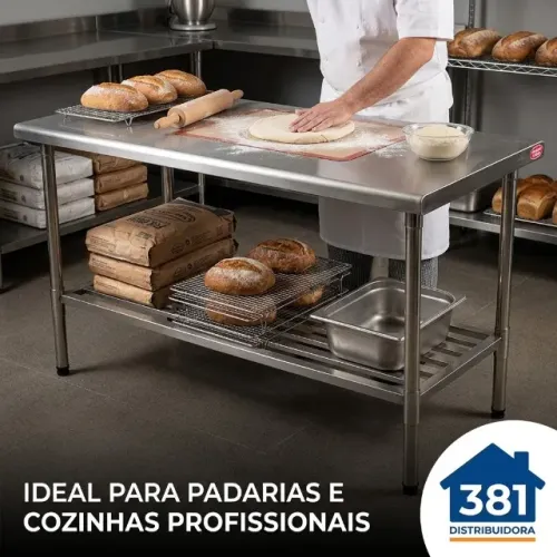 Mesa Inox Desmontável 190x70cm Tampo 0,6mm Imeca - Cozinha Profissional