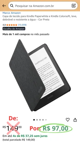 Capa Kindle Paperwhite ORIGINAL - nova e lacrada