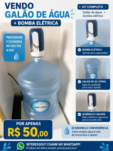 Vendo galão de água mais bomba elétrica 