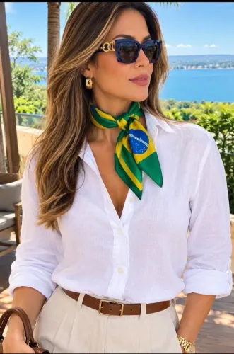 Lenço do Brasil cetim 90 x 90