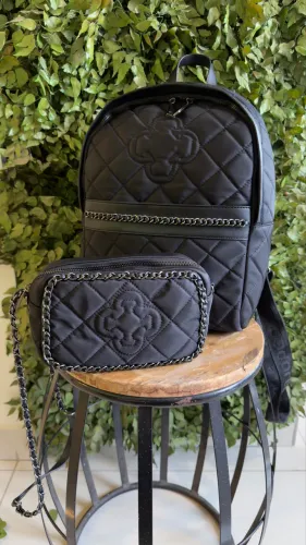 Kit mochila e bolsa tiracolo capodarte correntes pretas