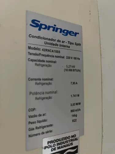 Central de Ar 18000 btus