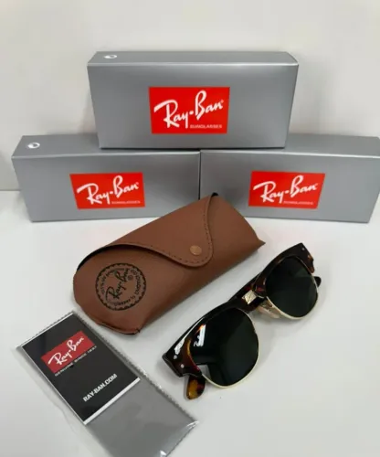 Óculos de sol ray-ban mega clubmaster tartaruga lentes de cristal