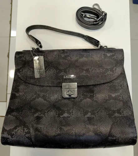Bolsa Estruturada Ana Luz - Textura Cobra / Animal Print média