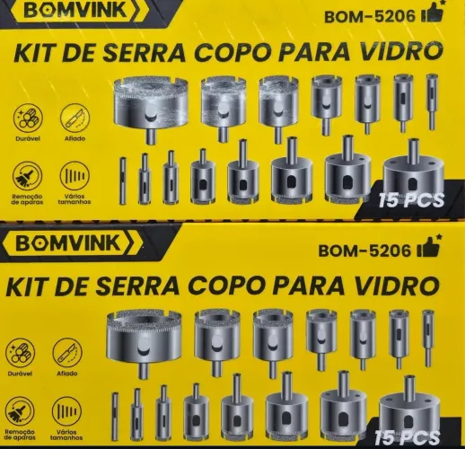 KIT C/15 SERRA COPO DIAMANTADA P/VIDRO BOM-520