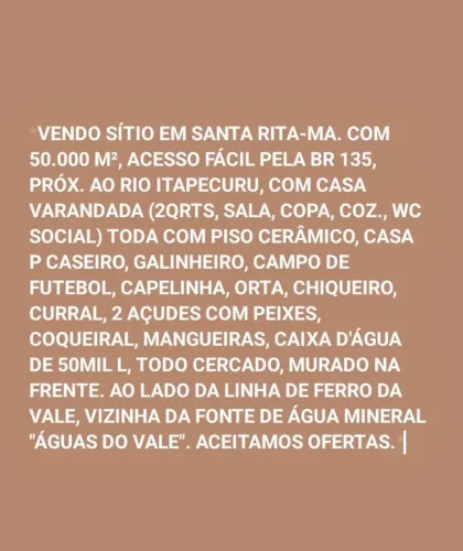 Vendo sítio Sta Rita-MA *53