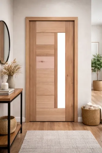 Porta Maciça Horizontal Visor 87x215 - Completa - Pronta para instalar