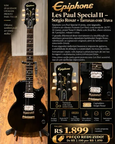 Guitarra **Epiphone Les Paul Special II preta**