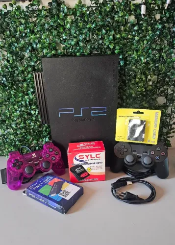 PlayStation 2 Fat Original Completo + HD com Jogos + 2 Controles