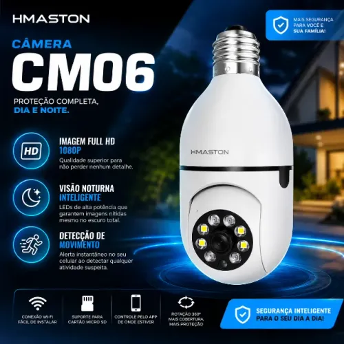 NOVA! Câmera Wi-Fi para Soquete de Lâmpada HMASTON CM06
