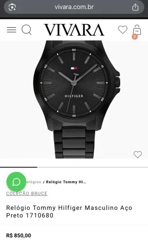 Relógio Tommy Hilfiger Masculino Aço Preto 1710680