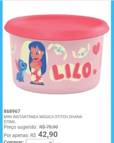 Tupperware mini instantâneo 575ml