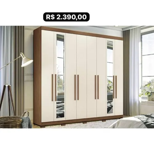 ? Guarda-Roupa Casal com Espelho - Moderno e Espaçoso! ?