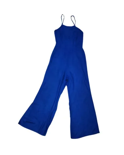 Macacão Longo Pantalona Azul Royal / Bic - Com Lastex e Amarração Nas Costas